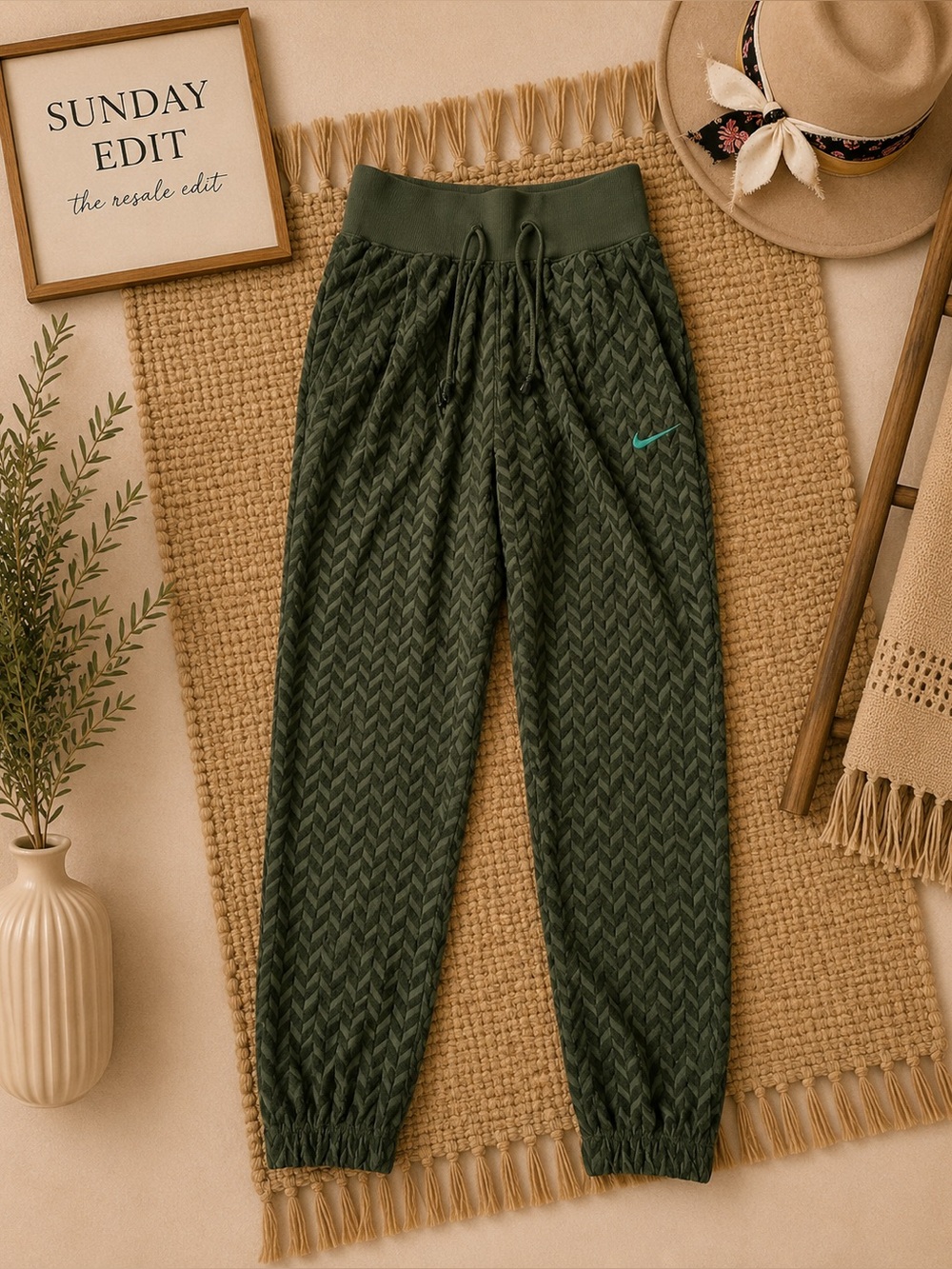 Nike Olive Green Chevron Jogger Pants